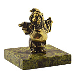 0034530/ФР Бронза Сувенир  Статуэтка "Гном с киркой" Бронза Змеевик 