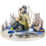 200730 Резьба по дереву Скульптура " Зимний Рыбак" 