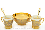 0015617/693 Златоуст НАБОР КОФЕЙНЫЙ Конфетница+ 2 кофейн.чашки с ложечками в П/У