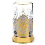 06015 Подстаканник никелированный "Герб РФ" серебрение/золочение ПРЕЗЕНТ