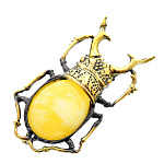 0045134/816.4 Брошь Жук Рогач (белый)