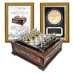 0040208 ШАХМАТЫ С ФИГУРАМИ "Королевские"фигуры- Серебро 925*