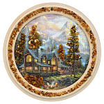 0090293--ПАННО настенной Пейзаж КРУГ диаметр 15 см