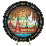 Панно-тарелка с лаковой миниатюрой "Московский Кремль" 24х24 см