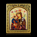 0066544-0042 Икона рукописная Неувядаемый Цвет Божия Матерь перламутр 150-180 мм рама сус зол