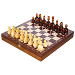 300144-НП Шахматный ларец "СТАТУС" с янтарными фигурами 37*37 см