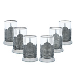 300768-сер/-6шт без ложек НАБОР подстаканников "Вокзалы МОСКВЫ" 6шт.в упаковке