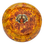 0080891-НП Янтарь ШКАТУЛКА КРУГЛАЯ "Близнецы" 10,5*10,5*5,5см