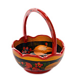 0012063/13*13 Хохлома КОНФЕТНИЦА (волнистый край, ручка)