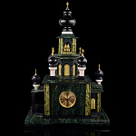 Часы настольные из натурального камня "Православный храм". Златоуст