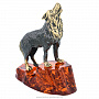 Статуэтка с янтарем "Волк, воющий на луну", фотография 1. Интернет-магазин ЛАВКА ПОДАРКОВ