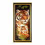 Картина янтарная "Тигрица с детенышем" 115х40см, фотография 1. Интернет-магазин ЛАВКА ПОДАРКОВ