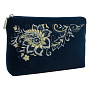 Косметичка "Райский сад". Темно-синяя с вышивкой, фотография 1. Интернет-магазин ЛАВКА ПОДАРКОВ