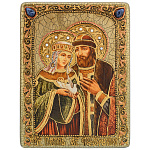 200430/15*20см Икона подарочная "Петр и Феврония" мор.дуб  в ПУ (RTI-248-3.m)