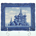 0020912 Гжель ПЛАКЕТА-КАРТИНА "ХРАМ ВАСИЛИЯ БЛАЖЕННОГО"