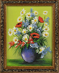 24872/ФР/1685-гипс Нат.камень КАРТИНА "Ромашки/ПОЛЕВЫЕ ЦВЕТЫ" 40*60см багет-гипс(1685)