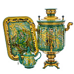 202768 Хохлома Самовар электрич ЛАНДЫШИ на зел, 10 л