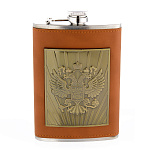 0011965/Большая Сувенир ФЛЯГА С СИМВОЛИКОЙ  (метал.накладка)