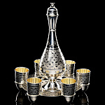 0040412 Серебро 875* НАБОР ПИТЕЙНЫЙ на 6 персон, гравировка, чернение серебра в П/У