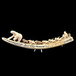  Кость моржа Композиция "НАРТЫ" упряжка из 11 собак и медведь 