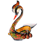9384/КР/40*46*23см Хохлома Братина "Лебедь" с ковшами