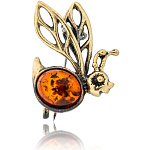 0051115/1379.4 Брошь Пчелка Майя (коньячный)