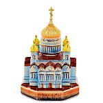 -0,75л-цвет-зол Фарфор ШТОФ "Храм Христа Спасителя" в цвете 0,7л 1064