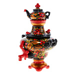 0070691  Хохлома Самовар "РЯБИНА"19см малый,красный