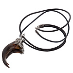 0070334 КУЛОН "ДЕРЕВО" коготь медведя,чокер кожа, 