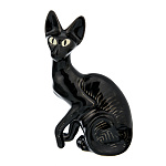 0061273  Сувенир Скульптура "КОТ ЧЕРНЫЙ  СФИНКС" фарфор 8*14см