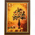 Картина янтарная "Цветы в вазе"