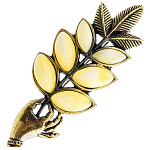 0045066/1858.4 Брошь Веточка в руке (белый)