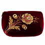 Косметичка "Мак". Бордовая с золотой вышивкой, фотография 1. Интернет-магазин ЛАВКА ПОДАРКОВ