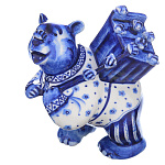 09304 Гжель Скульптура "Медведь с ульем" 12*10см Авт.Черновы Л.и В 