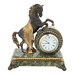 29066 Нат.камень Настольные часы "Конь с попоной" 