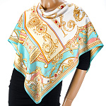  Сувенирный платок РУССКАЯ АЗБУКА  90*90см состав:шелк30% вискоза70% МД НиныРучкиной