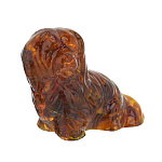 0076616 Янтарь Скульптура Собачка-5 , h=55 мм, светл