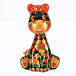 0071906-6,5*10,5*6см ЧЕР Хохлома Статуэтка-ПОДВЕС Символ года 2024 "ДРАКОН БАНТ" фарфоровый