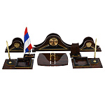 0061593 Натуральный камень Настольный набор "Бонапарт" , обсидиан