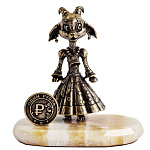 0019508-камень Бронза Статуэтка СИМВОЛ ГОДА "ДЕНЕЖНАЯ КОЗА" 7,5см 