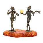 0058565/395 Сувенир Кошка и Кот с шаром (коньячный)