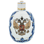 Фарфоровый штоф-фляжка 0,5 л "Герб РФ". Гжель в золоте