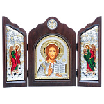0052392/34*24см/5002599129 Икона Триптих "Спаситель"шелкогр/позолота/серебр/стразы