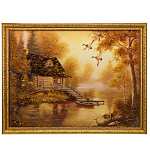 Картина янтарная "Домик лесника" 60х80 см