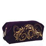 Косметичка "Листопад". Фиолетовая с золотой вышивкой