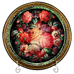 Поднос с авторской росписью "Цветы" 34х34 см