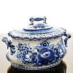  Гжель Супник №2  4,7литра в золоте Авт. Алехин С.С.