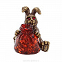 Бронзовая статуэтка с янтарем "Кролик с мешком денег", фотография 2. Интернет-магазин ЛАВКА ПОДАРКОВ
