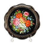 Поднос с авторской росписью "Цветы" 33х33 см
