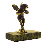 0034514/ФР Нат.камень СКУЛЬПТУРА "Ангел" Змеевик Бронза